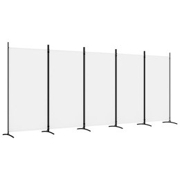 Parawan 5-panelowy, biały, 433x180 cm, tkanina
