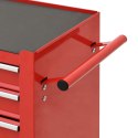 Wózek narzędziowy z 4 szufladami, stalowy, czerwony