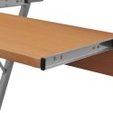 Biurko komputerowe z ruchomą podstawką na klawiaturę, brązowe