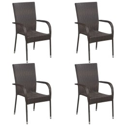 Sztaplowane krzesła ogrodowe, 4 szt., polirattan, brązowe
