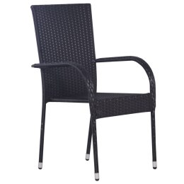 Sztaplowane krzesła ogrodowe, 4 szt., polirattan, czarne