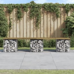 Ławka ogrodowa z gabionem, 203x31x42 cm, impregnowana sosna