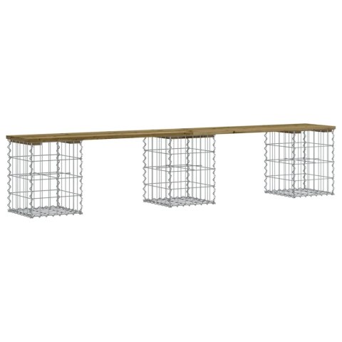 Ławka ogrodowa z gabionem, 203x31x42 cm, impregnowana sosna Ławka ogrodowa z gabionem, 203x31x42 cm, impregnowana sosna