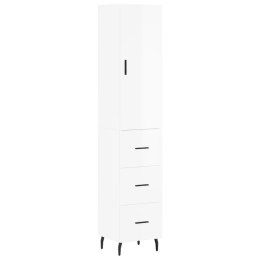 Wysoka szafka, biała z wysokim połyskiem, 34,5x34x180 cm