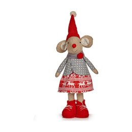 Figurka Dekoracyjna Myszka Boże Narodzenie 48 cm Biały Czerwony Szary Krem
