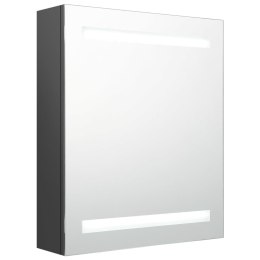 Szafka łazienkowa z lustrem i LED, szara, 50x14x60 cm