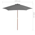 Parasol ogrodowy na drewnianym słupku, 270 cm, antracytowy