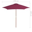 Parasol ogrodowy na drewnianym słupku, 270 cm, bordowy