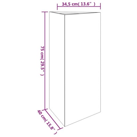 Donica ogrodowa, 40x34,5x75 cm, stal kortenowska