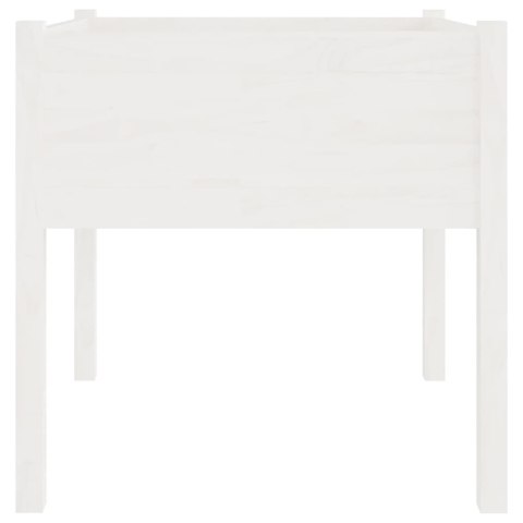 Donica ogrodowa, biała, 70x70x70 cm, lite drewno sosnowe