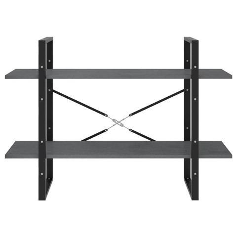 2-poziomowy regał na książki, szary, 100x30x70 cm, sosnowy