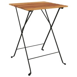 VidaXL Składany stolik bistro, 55x54x71 cm, lite drewno tekowe i stal