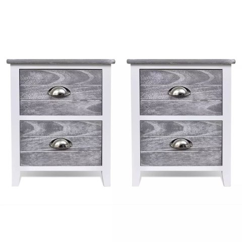 2 szafki nocne z 2 szufladami, szaro-białe