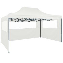 VidaXL Rozkładany namiot imprezowy z 3 ściankami, 3 x 4,5 m, biały
