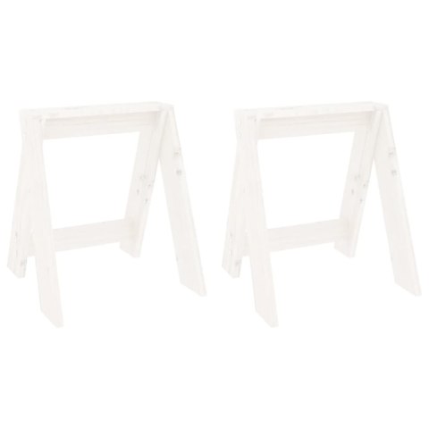 Stołki, 2 szt., białe, 40x40x45 cm, lite drewno sosnowe