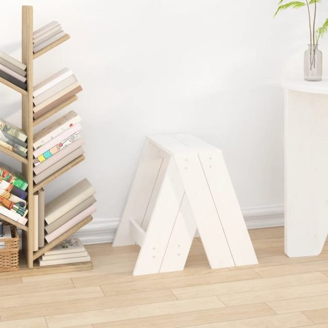 Stołki, 2 szt., białe, 40x40x45 cm, lite drewno sosnowe