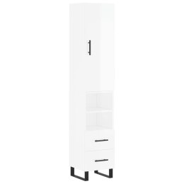 Wysoka szafka, biała z wysokim połyskiem, 34,5x34x180 cm