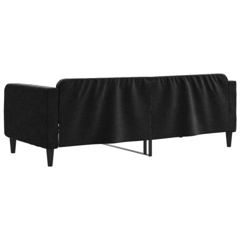 Sofa z funkcją spania, czarna, 90x190 cm, obita aksamitem