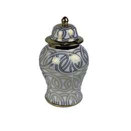 Wazon DKD Home Decor Porcelana Złoty Biały Orientalny (17 x 17 x 31 cm)