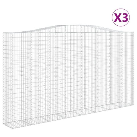 Kosze gabionowe, 3 szt, 400x50x220/240 cm, galwanizowane żelazo Kosze gabionowe, 3 szt, 400x50x220/240 cm, galwanizowane żelazo
