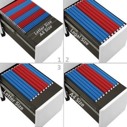 Mobilna szafka kartotekowa, jasnoszara, 30x45x59 cm, stalowa