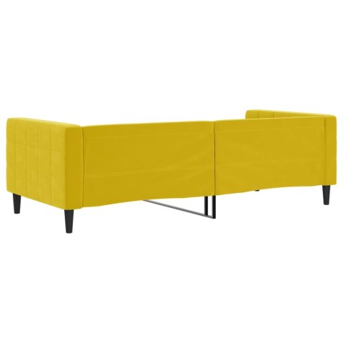 Sofa z funkcją spania, żółta, 90x200 cm, obita aksamitem