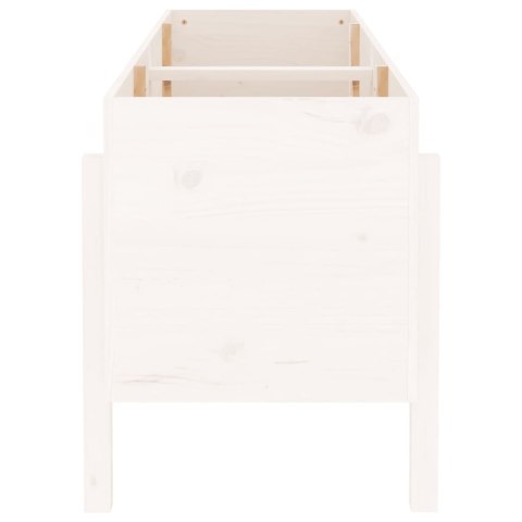 Donica ogrodowa na nóżkach, biała, 160x50x57 cm, drewno sosnowe