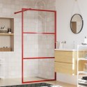 Ścianka prysznicowa, przezroczyste szkło ESG, czerwona, 115x195