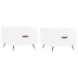 Stoliki kawowe, 2 szt., białe z połyskiem, 50x50x40 cm