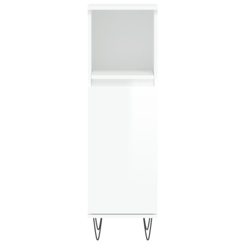 Szafka łazienkowa, wysoki połysk, biała, 30x30x100 cm
