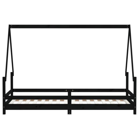 Rama łóżka, czarna, 80x200 cm, lite drewno sosnowe