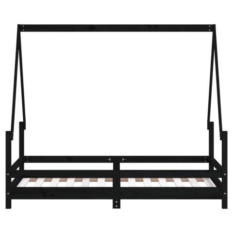 Rama łóżka dziecięcego, czarna, 80x160 cm, drewno sosnowe