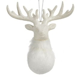 Ozdoby świąteczne Renifer Biały Plastikowy Brokat 14 x 15,5 x 7 cm (24 Sztuk)
