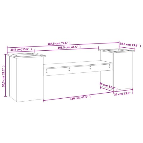 Ławka z donicami, 184,5x39,5x56,5 cm, lite drewno daglezjowe Ławka z donicami, 184,5x39,5x56,5 cm, lite drewno daglezjowe
