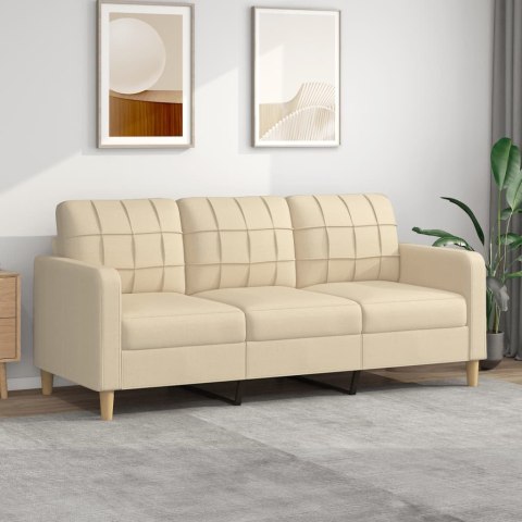 3-osobowa sofa, kremowa, 180 cm, tapicerowana tkaniną