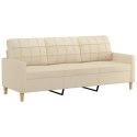 3-osobowa sofa, kremowa, 180 cm, tapicerowana tkaniną