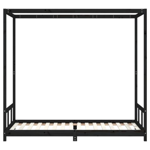 Rama łóżka, czarna, 90x200 cm, lite drewno sosnowe
