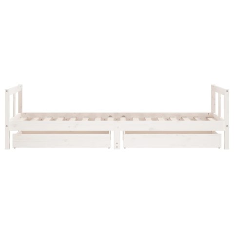 Rama łóżka dziecięcego z szufladami, biała, 80x200 cm, sosnowa