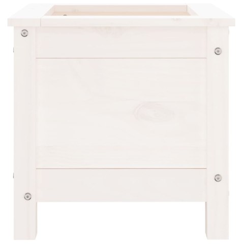 Donica ogrodowa, biała, 40x40x39 cm, lite drewno sosnowe