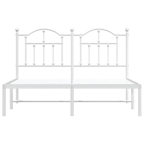 Metalowa rama łóżka z wezgłowiem, biała, 135x190 cm
