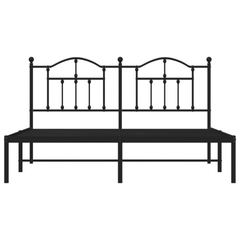 Metalowa rama łóżka z wezgłowiem, czarna, 183x213 cm
