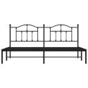 Metalowa rama łóżka z wezgłowiem, czarna, 200x200 cm