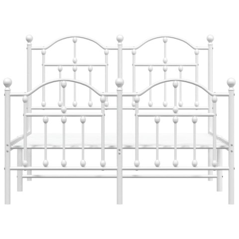 Metalowa rama łóżka z wezgłowiem i zanóżkiem, biała, 120x200 cm
