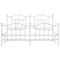 Metalowa rama łóżka z wezgłowiem i zanóżkiem, biała, 183x213 cm