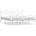 Metalowa rama łóżka z wezgłowiem i zanóżkiem, biała, 193x203 cm