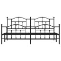 Metalowa rama łóżka z wezgłowiem i zanóżkiem, czarna, 200x200cm