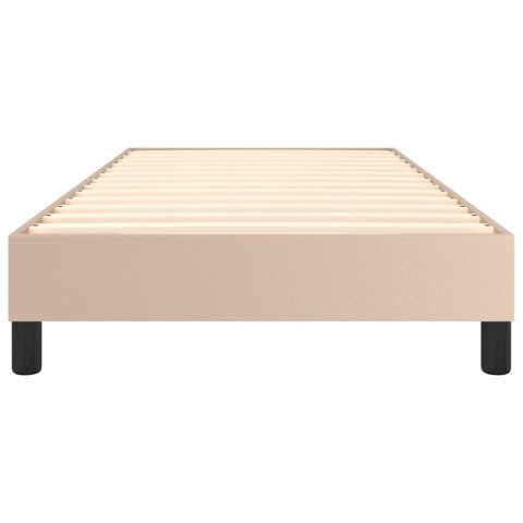 Łóżko kontynentalne, cappuccino, 90x190 cm obite sztuczną skórą