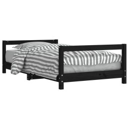 Rama łóżka dziecięcego, czarna, 80x160 cm, drewno sosnowe