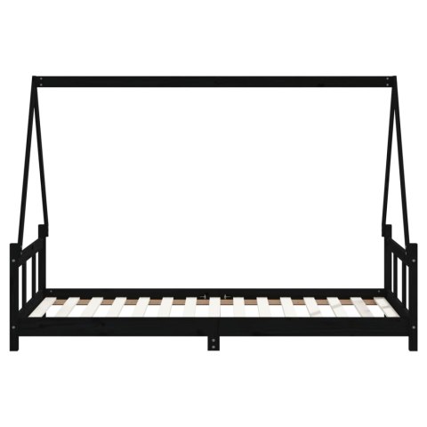Rama łóżka dziecięcego, czarna, 90x190 cm, drewno sosnowe