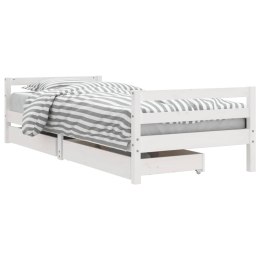 VidaXL Rama łóżka dziecięcego z szufladami, biała, 90x200 cm, sosnowa